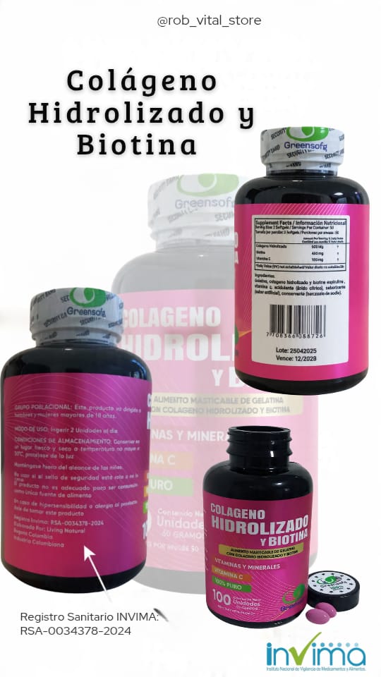 COLAGENO HIDROLIZADO Y BIOTINA X 100 SOFGELS - BELLEZA NATURAL