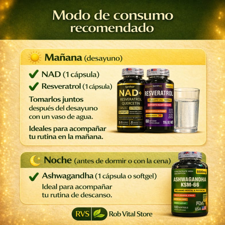 Combo NAD + Ashwagandha + Resveratrol
