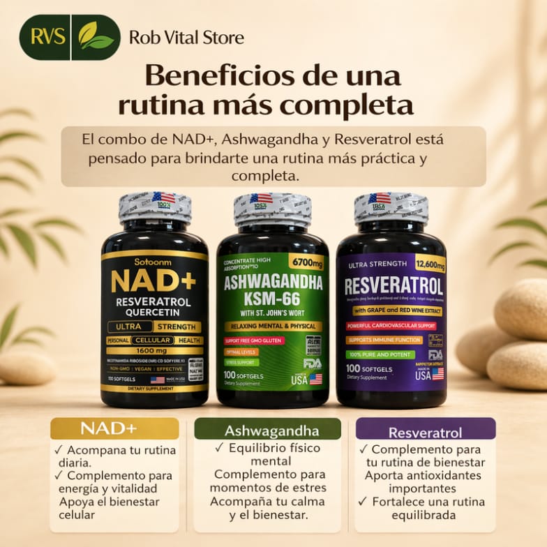 Combo NAD + Ashwagandha + Resveratrol