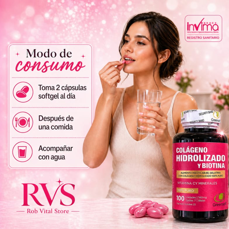 Colageno Hidrolizado y Biotina x 100 Cap Softgel
