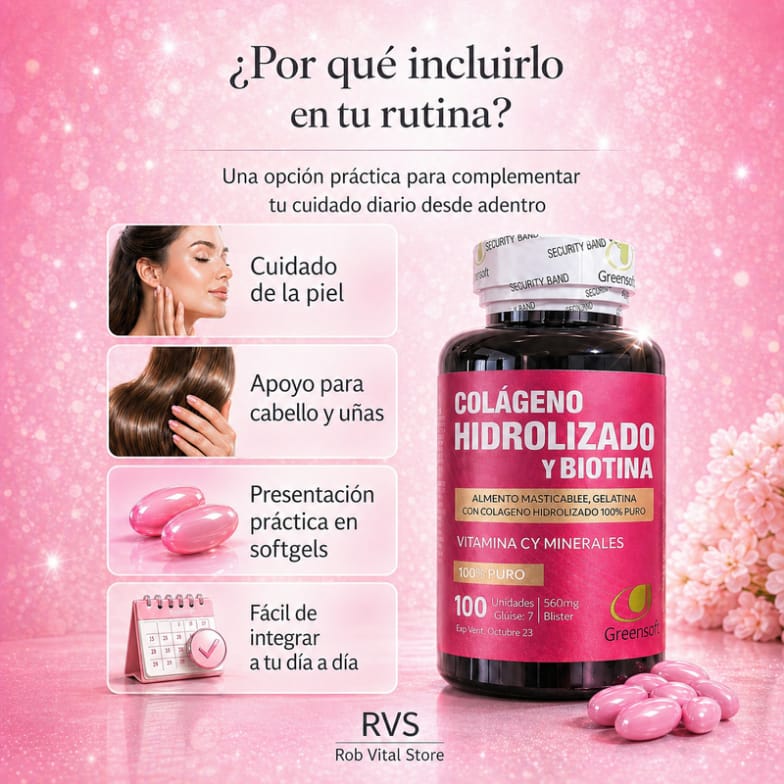 Colageno Hidrolizado y Biotina x 100 Cap Softgel