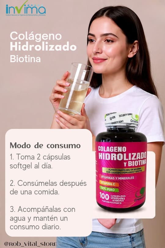 COLAGENO HIDROLIZADO Y BIOTINA X 100 SOFGELS - BELLEZA NATURAL